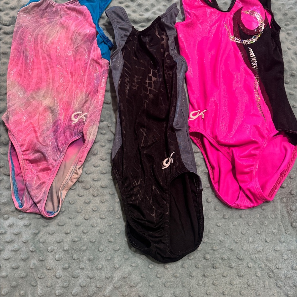 GK Pink and Black Gymnastics Leotards